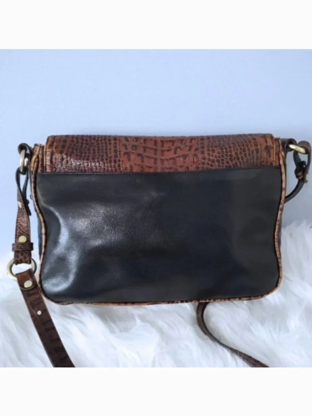 Brahmin Tuscan vintage croc-embossed satchel crossbody EUC